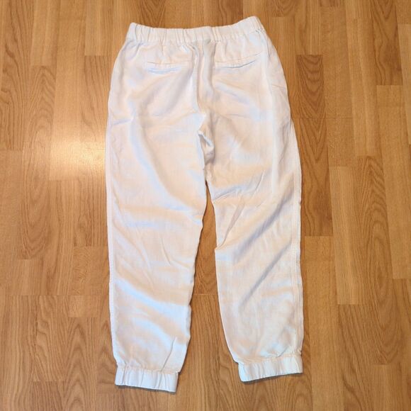 J Crew Seaside Linen Blend Pants Womens 4 White Beach Jogger Elastic Waist - Picture 4 of 8